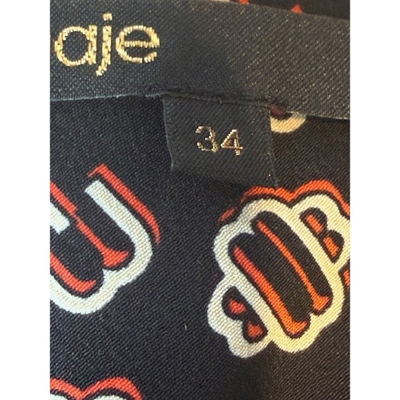 Maje Rockinala Monogram M Print Pleated Mini Dress 34 US 2 Balloon Sleeve - Picture 10 of 14